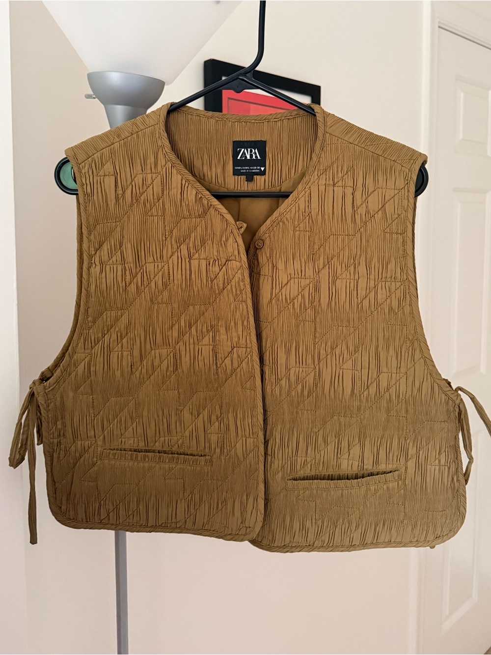 Zara Quilted Sleeveless Vest - Olive